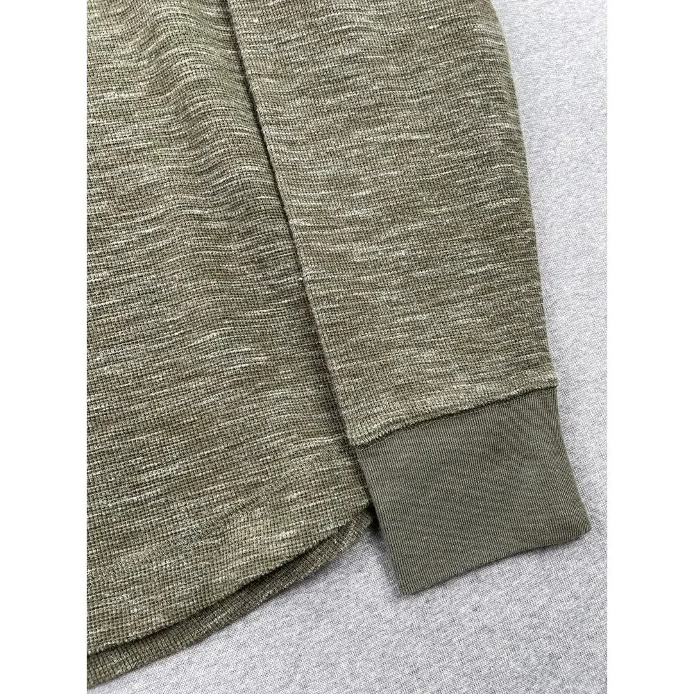 Banana Republic Core Temp Shirt Mens L Green Waffle Knit Thermal Long Sleeve